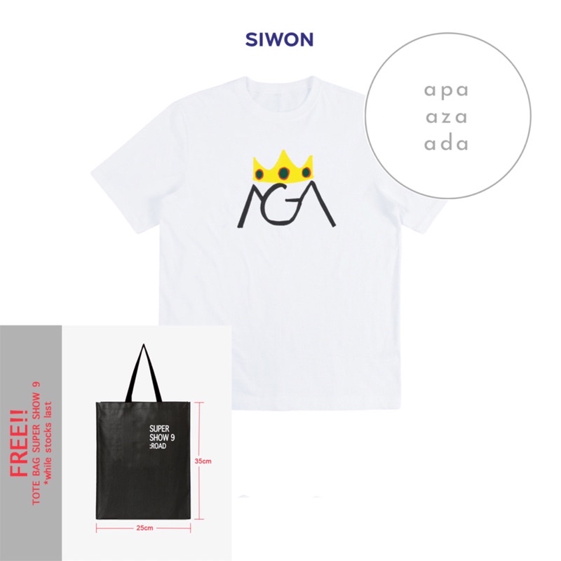 SUPER JUNIOR SIWON HANDWRITING TSHIRT SUPER SHOW 9 LIMITED EDITION FREE TOTE BAG kaos unisex couple 