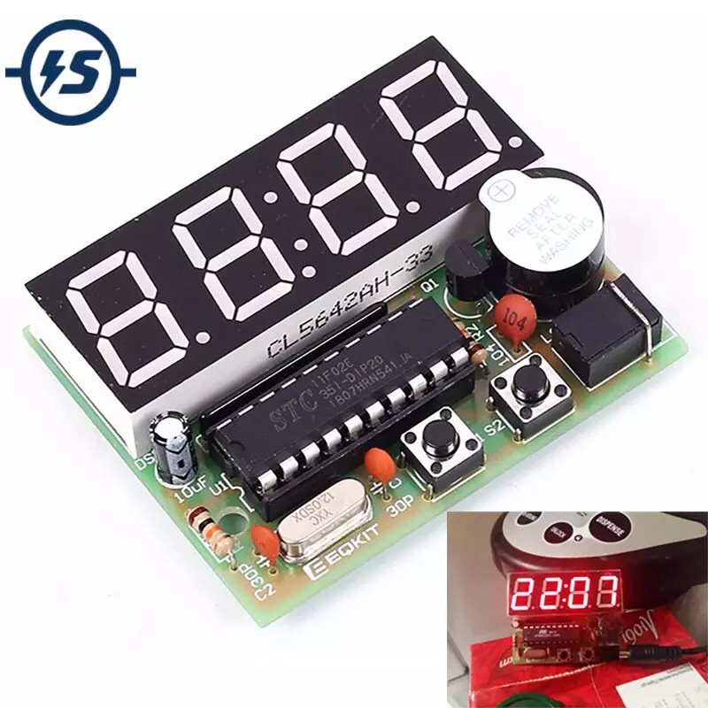 Rangkaian Listrik untuk Praktek DIY KIT jam digital 4 segnent 4 bits c51 electronic clock