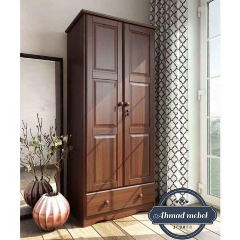 LEMARI MINIMALIS 2 PINTU JATI