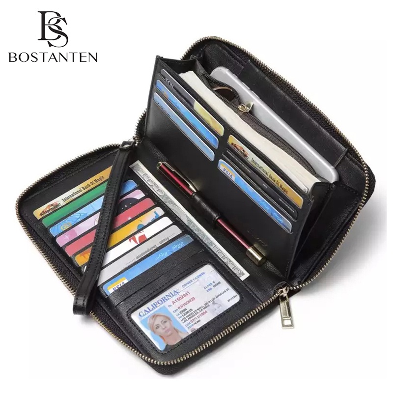 Bostanten Dompet Wanita Dompet PU panjang Dompet ritsleting Dompet kulit