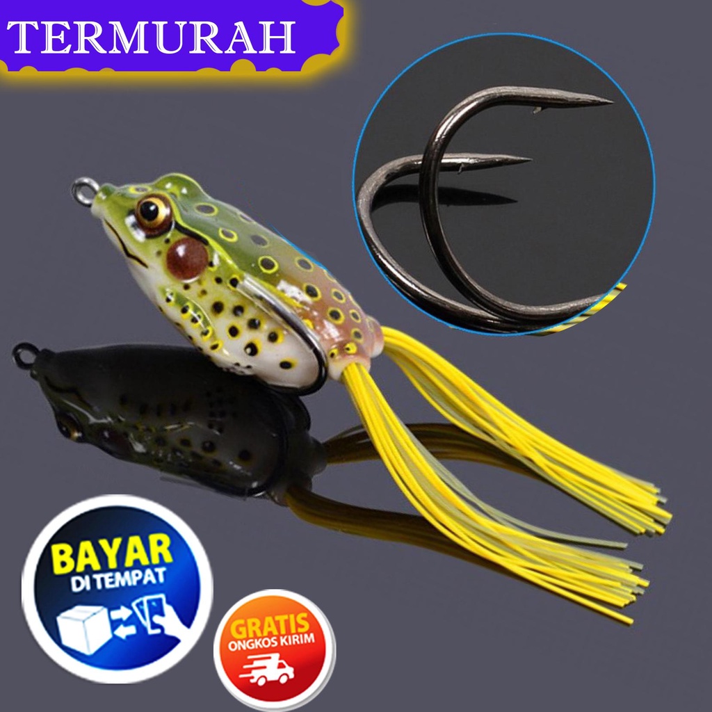 Umpan Ikan Umpan kodok Katak Gabus ukuran 6 Cm Hijau - Umpan Bait Casting Ikan Model Bentuk Kodok Katak