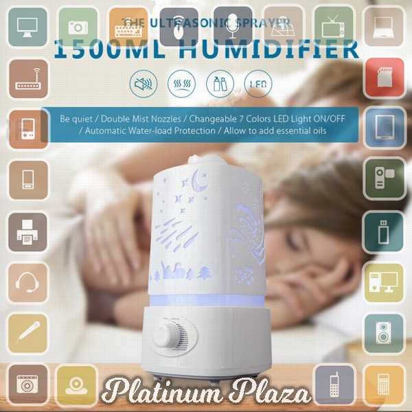 Taffware Air Humidifier Aromatherapy Oil Diffuser 7 Color Light 1500ml - HUMI H6 - White`QVTWJS-