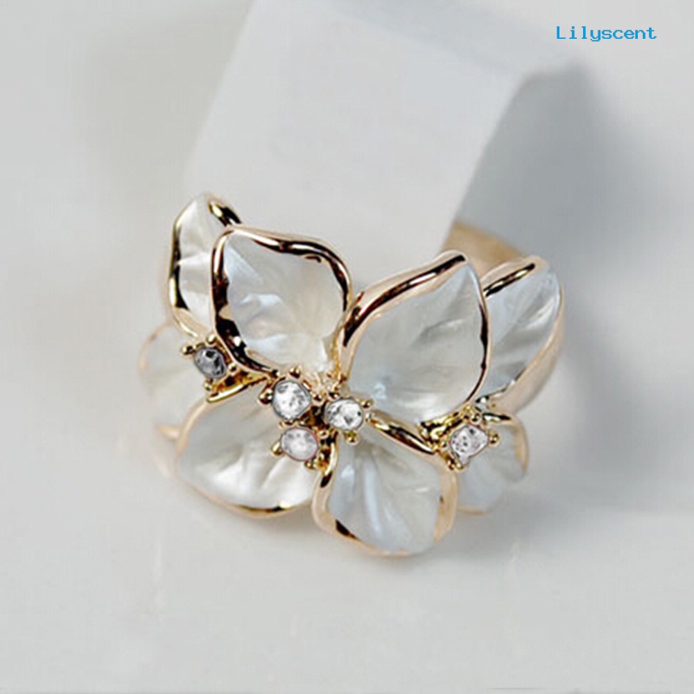 Ls Cincin Wanita Bahan Alloy Desain Bunga Menarik Untuk Pesta Pernikahan / Hadiah