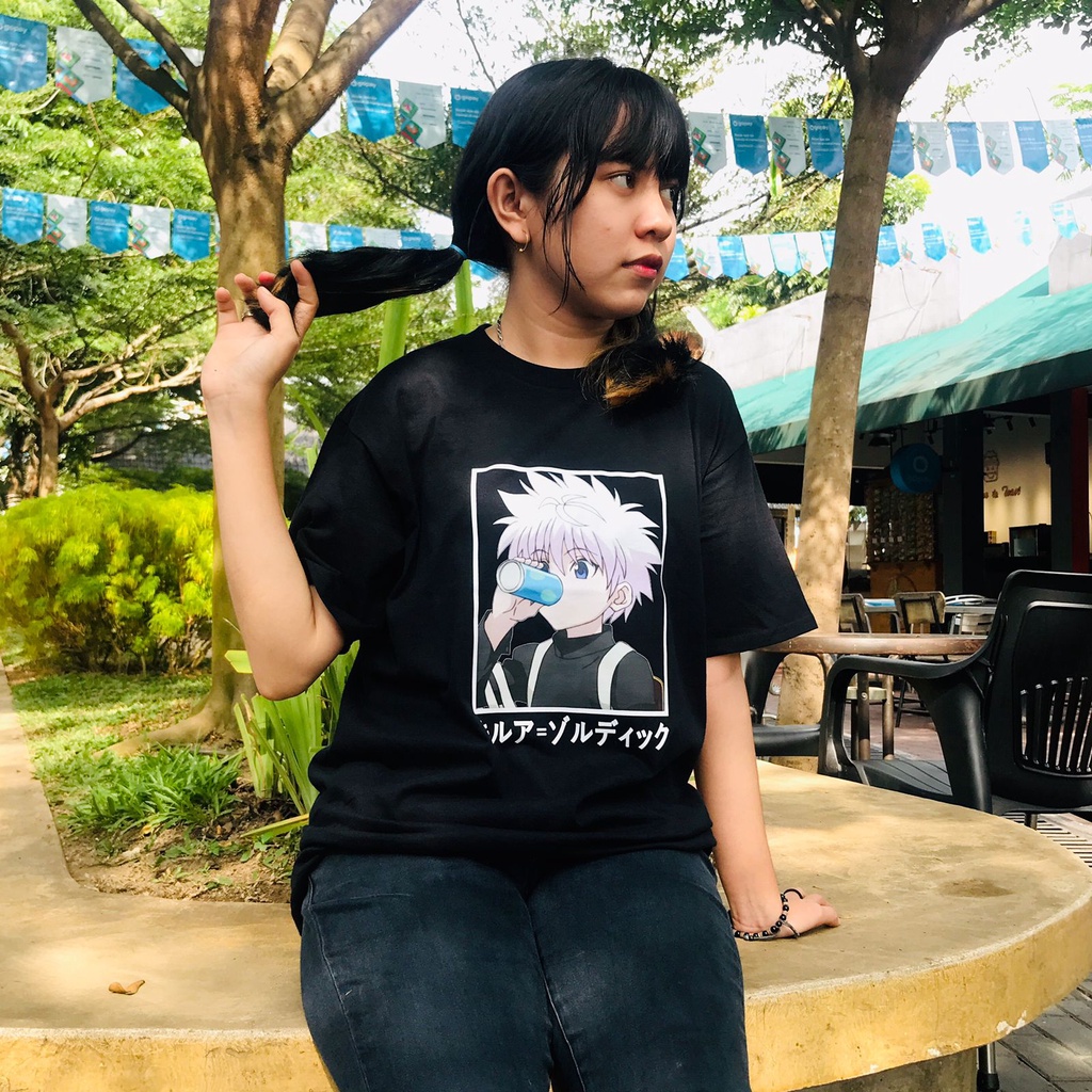 Tshirt Killua Zoldyck Chibi Black HxH Character Anime