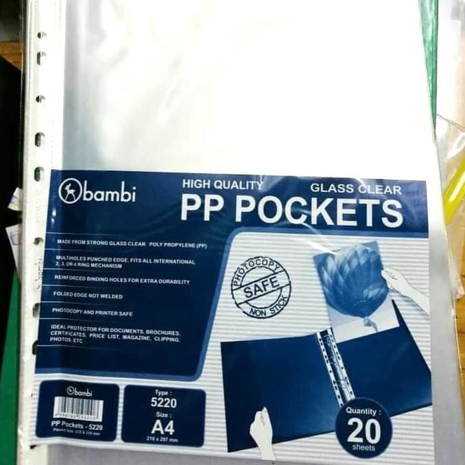 

✨ BISA COD ✨ clear shett pocket Bambi A4/F4 (pack) 1dus free 1gross FREE ONGKIR Kode 275