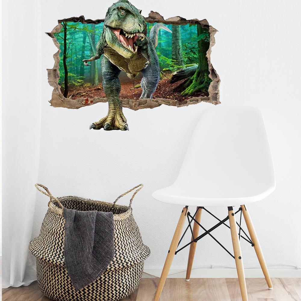 Populer Wall Decals Untuk Anak-Anak Nursery Kamar Tidur Removable Smashed Wall Arts Dinosaurus Dinding Mural