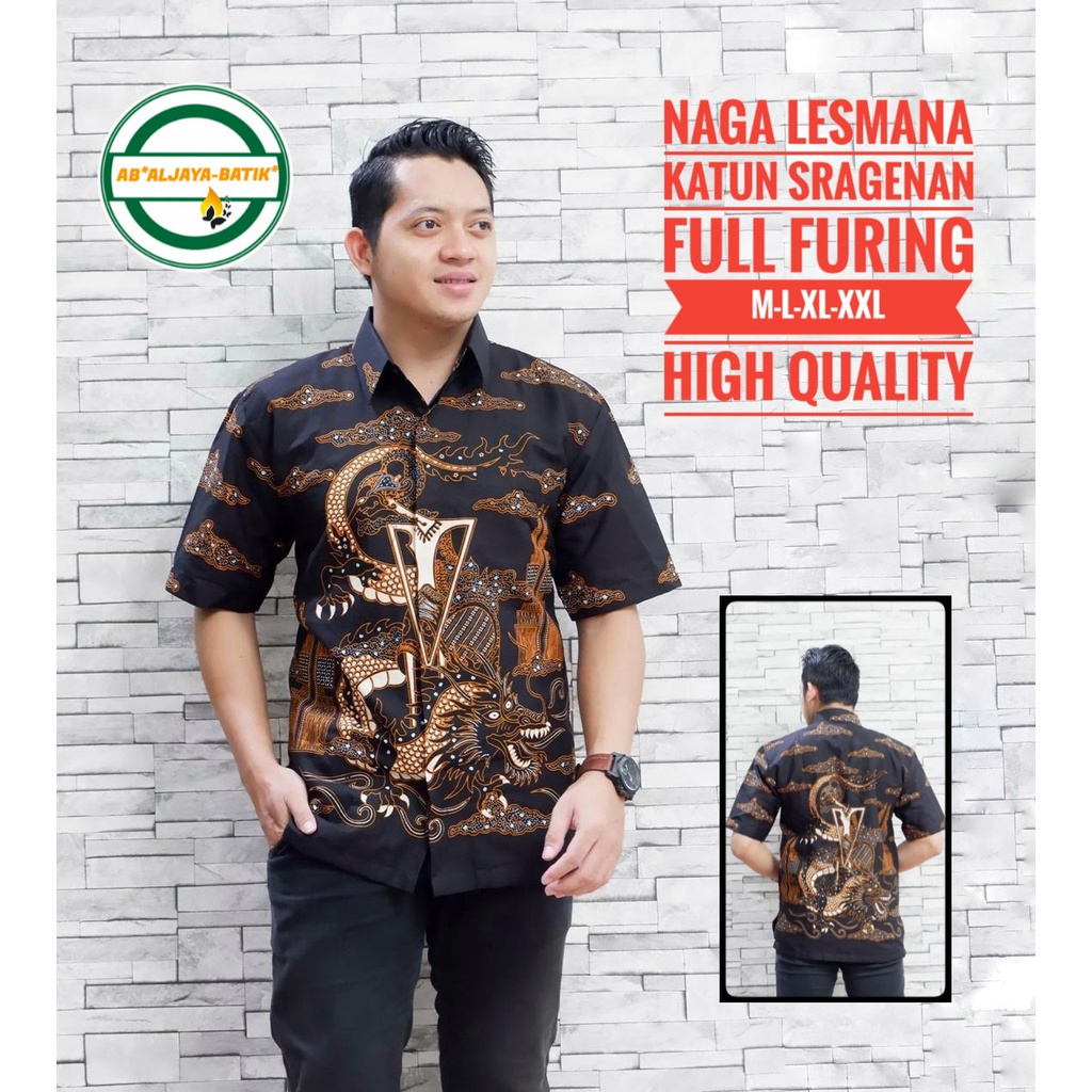 Batik NAGA LESMANA Kemeja Batik Pria Lengan Pendek By Aljaya Batik