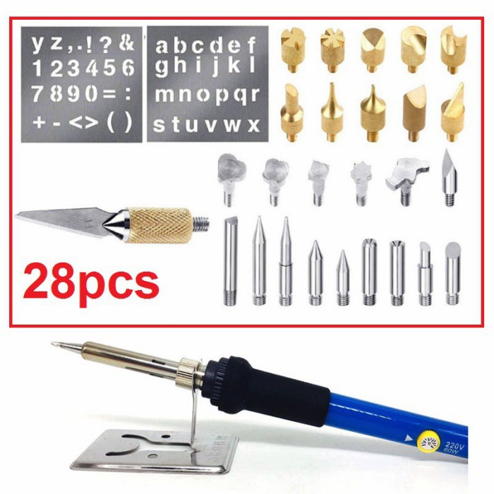 

Produk Terbaru 28 In 1 Solder Alat Lukis Bakar Wood Burning Pen Pena Pyrography Set A