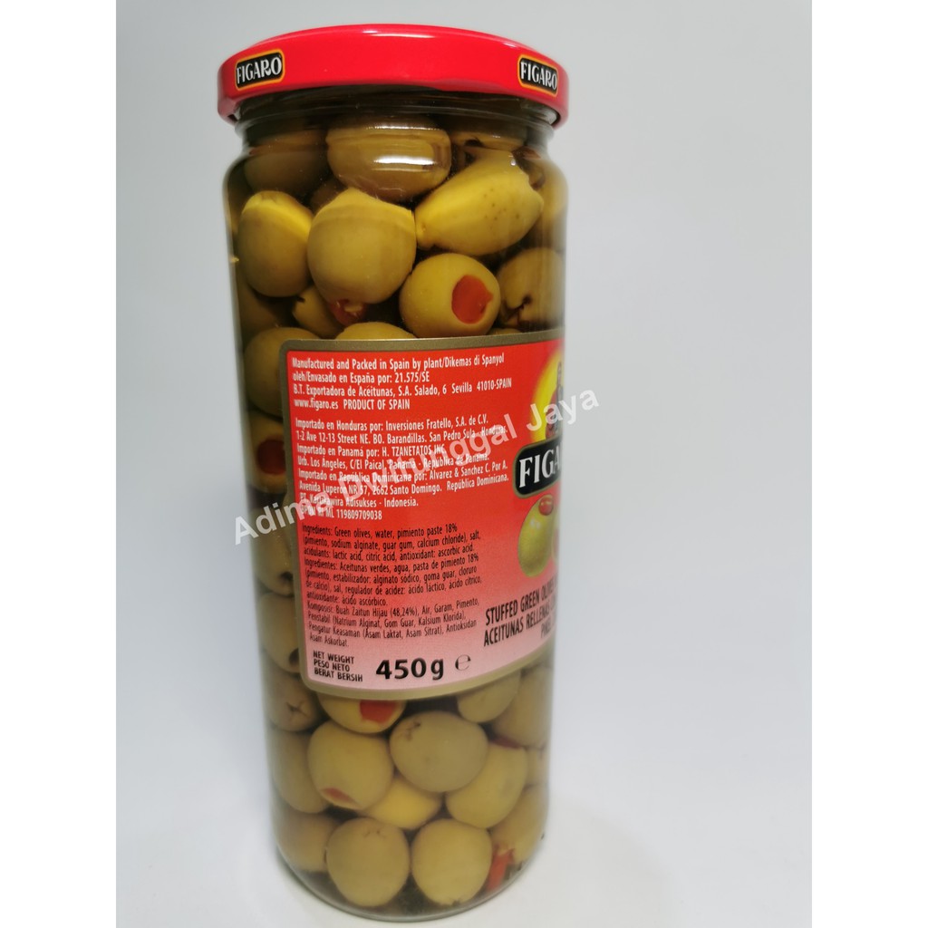 Buah Zaitun Hijau / Figaro Stuffed Green Olive 450 gr / Pickles