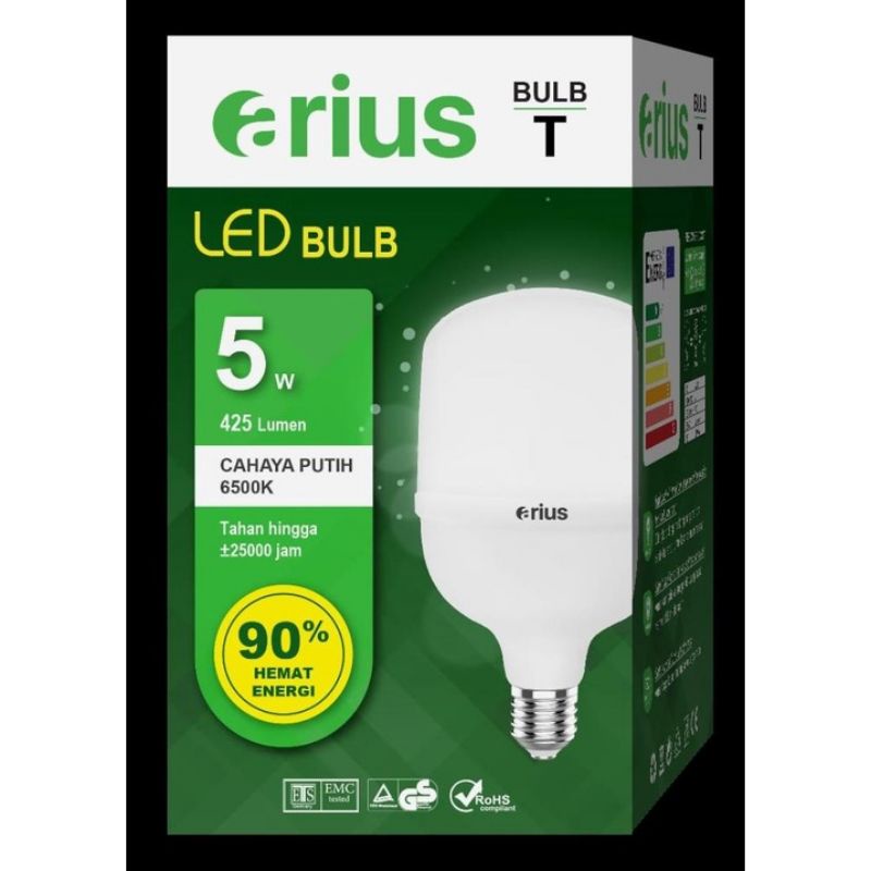 Arius Lampu Led Bulb Hemat Energi Bergaransi/ Bohlam Led Kapsul 5Watt