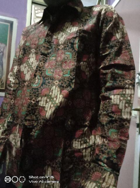 Aljazvian Batik Kbp Kenongo Kemeja Tosca Pendek Pekalongan Padi M L Xl Sogan Halus Kemeja Batik