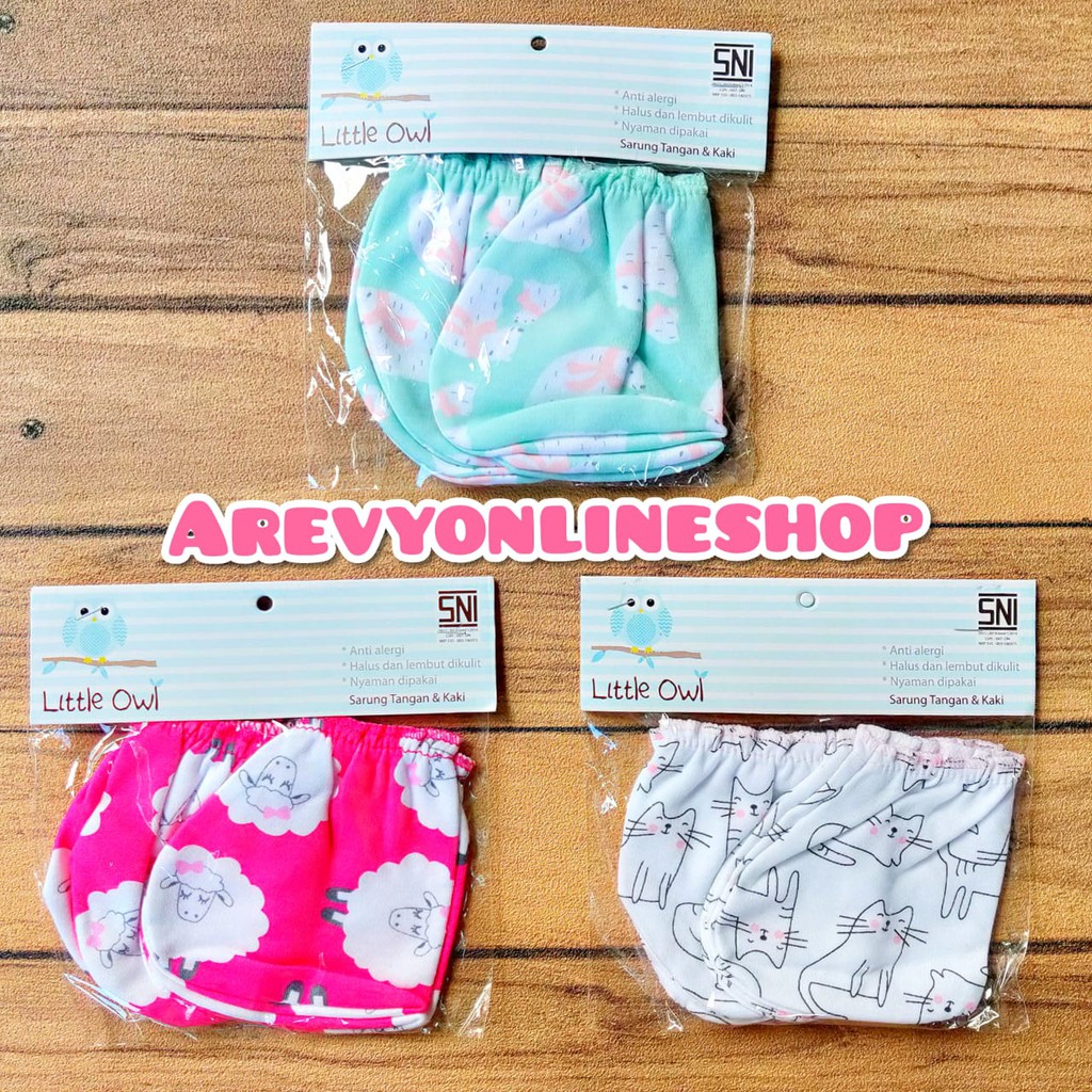 Little Owl - Sarung Tangan Bayi Kaos Kaki Baby Newborn 3 Pasang STK Mittens &amp; Booties Sartaki Bayi Perlengkapan Bayi Baju Bayi