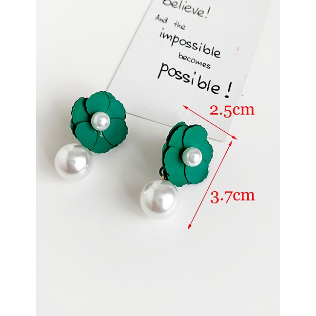 LRC Anting Tusuk Fashion Alloy Flower Pearl Stud Earrings F91821