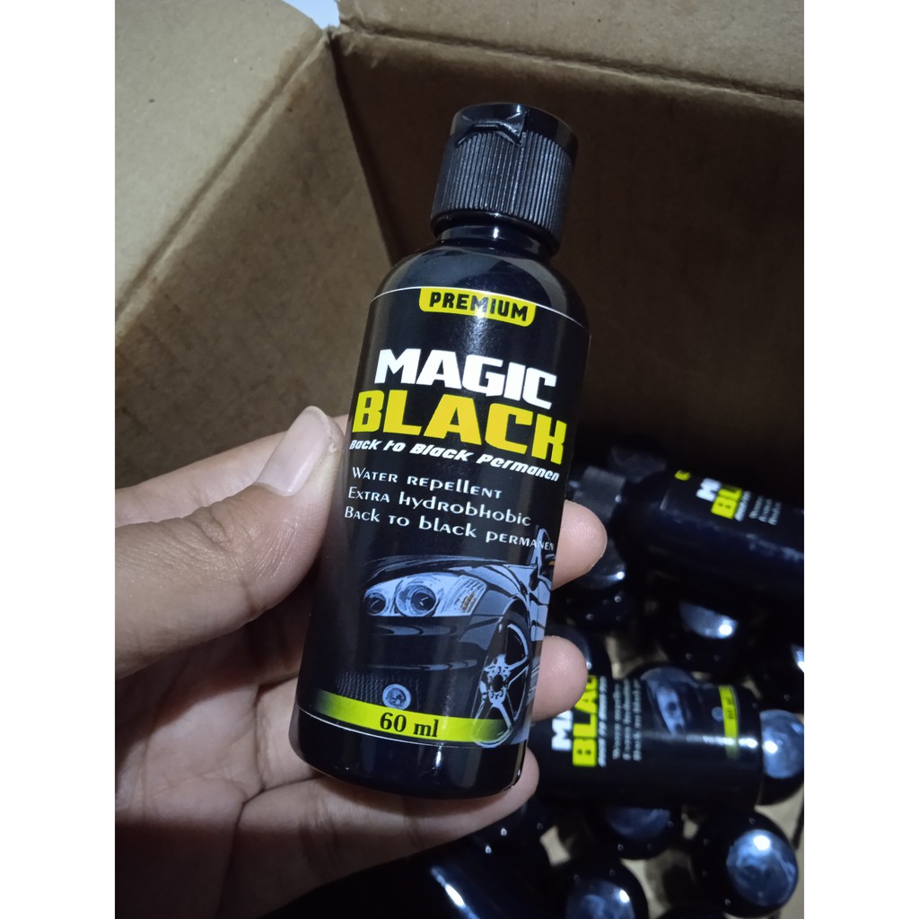 Grosir Magic Black Premium 60ml [Penghitam motor/mobil, Trim Restorer, Dasboard, Body motor/ mobil]