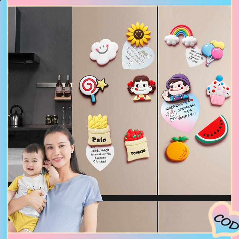 COD❤️Stiker Kulkas Magnet Lucu Kartun Tempelan Tidak Memudar Stiker Magnet Lem Lembut PVC Kreatif-A.one 3D Hiasan Fridge Message Magnetic