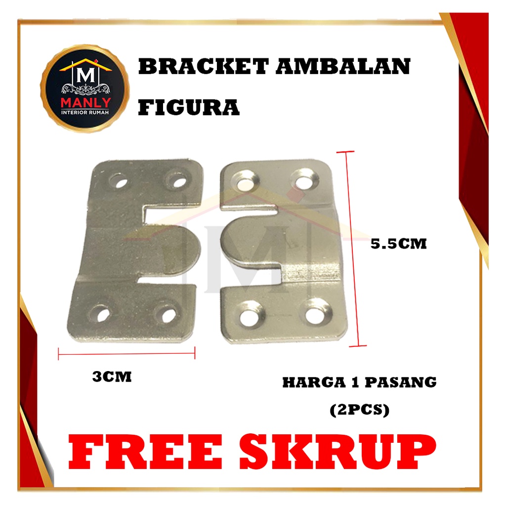 Braket Ambalan E , Plat Gantung Meja dan Pigura Type E.. FREE SEKRUP