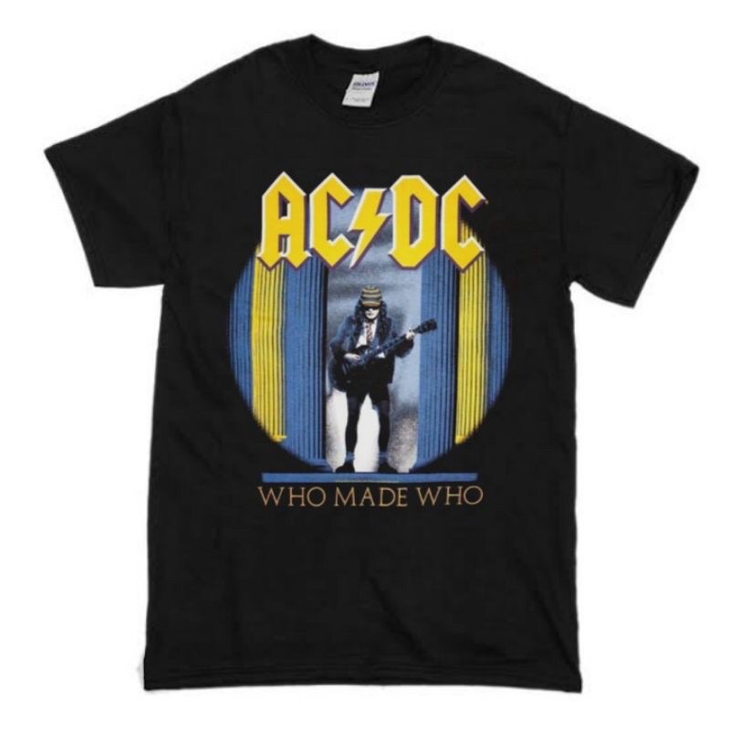 KAOS BAND ACDC WHO MADE WHO | T-SHIRT ROCK ACDC | KAOS BAND ROCK HITAM PRIA