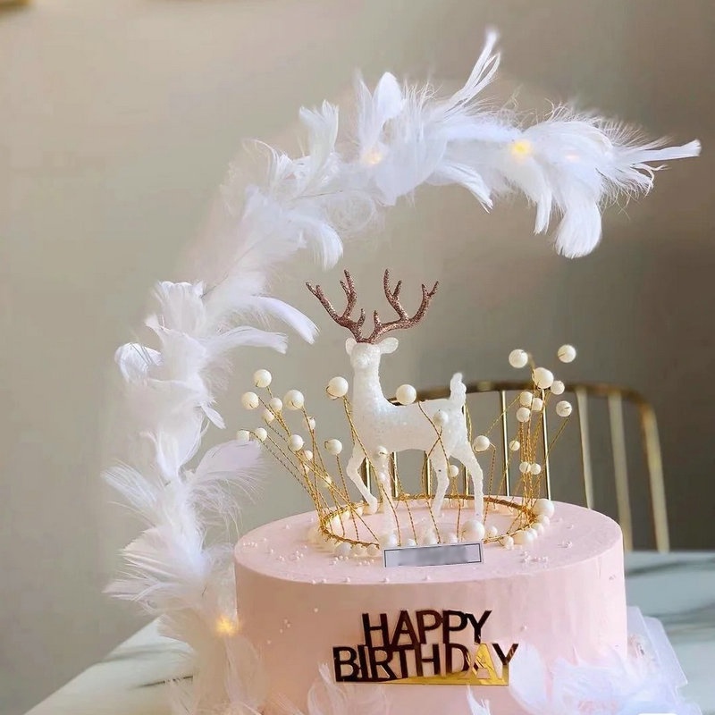 Hot Sale/Dekorasi Rusa Kristal Imitasi Natal/Hiasan Kue Anak Rusa Salju Putih/Merry Christmas Elk Cake Decor Home Untuk Home Festival Party Wedding Masa Kini