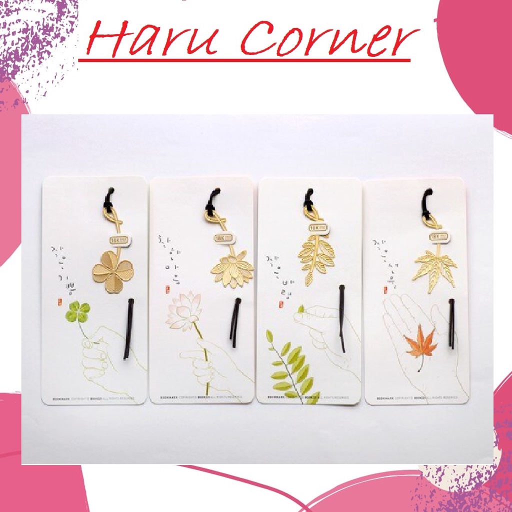 

Bookmarker / Pembatas Buku Plated 18k Daun