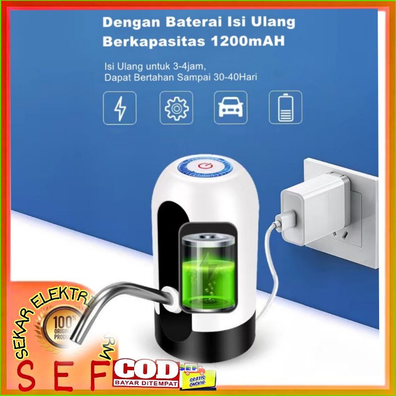 Pompa Air Galon Dispenser Rechargeable USB Water Pump Universal Galon Air, Pompa Air Galon Elektrik