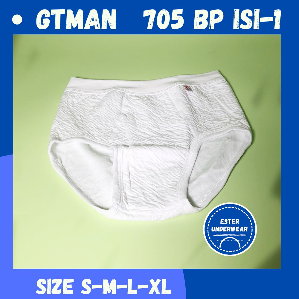 GTMAN Celana Dalam Pria Dewasa GT-705B PUTIH/WARNA ISI-1 Seri Classic Kulit Jeruk