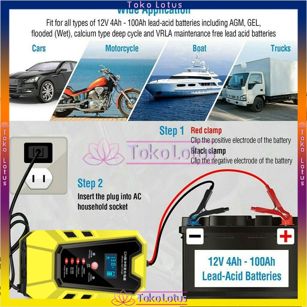 [𝔹𝕀𝕊𝔸 ℂ𝕆𝔻] Charger Aki 12V 6A Pulse Mobil Motor Intelligent Automatic Repair