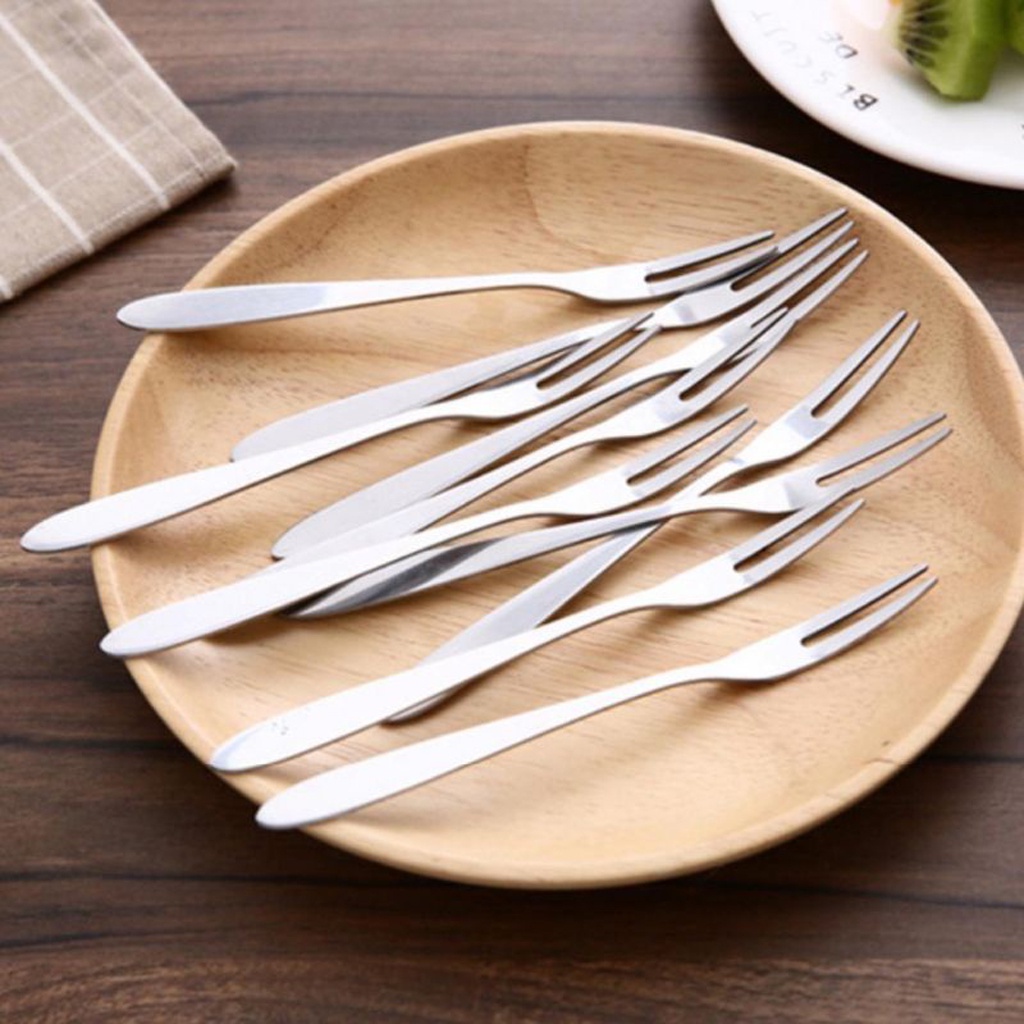 ☀INDOLAND☀ Garpu Buah Stainless Steel Kecil Mini Alat Tusukan Makan Kue Fruit Fork Murah Serbaguna R776