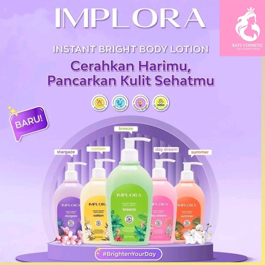 Implora Instant Bright Body Lotion 300 ml | Implora Body Lotion Bodylotion bodylotion Hand &amp; Body Handbody Breeze (GROSIR)