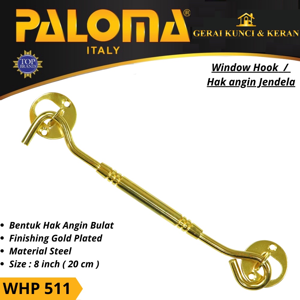 HAK ANGIN PENAHAN JENDELA WHP 511 STEEL 8&quot; INCH 20CM  GOLD WINDOW HOOK CANTOLAN