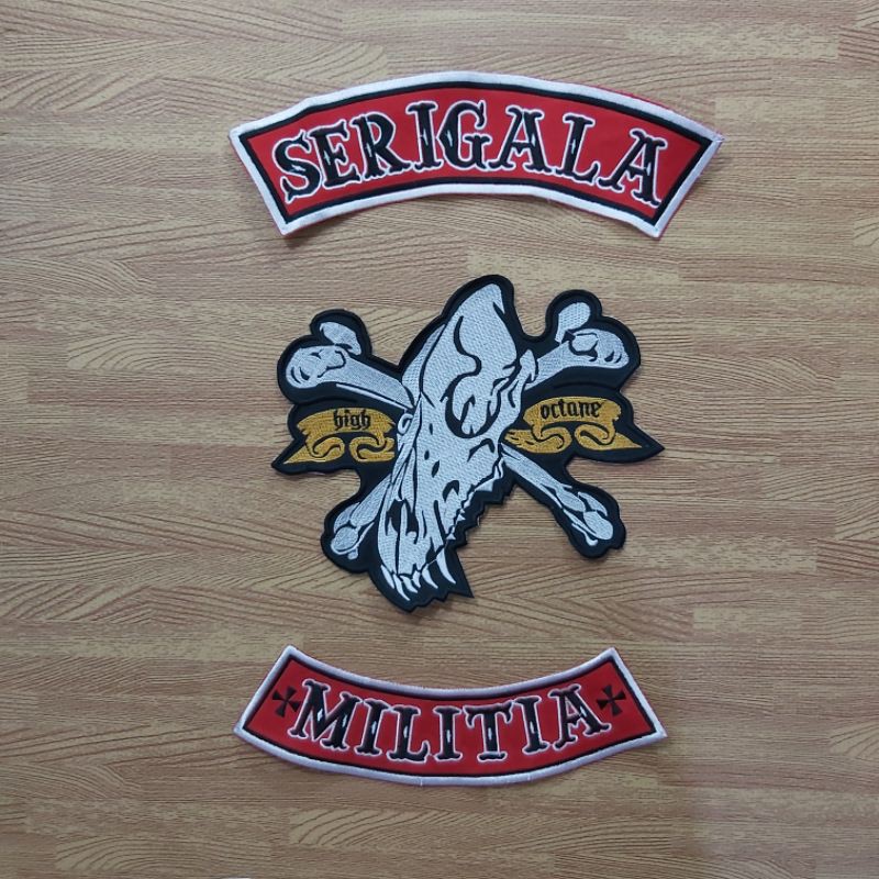 BACKPATCH BORDIR SERIGALA MILITIA  SATU SET PREMIUM BEST QUALITY