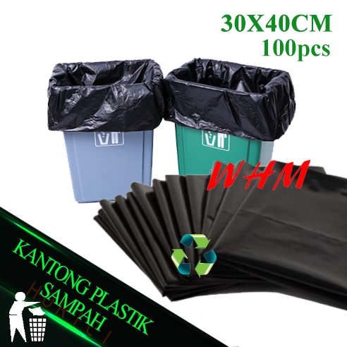 Kantong Plastik Sampah Ukuran 30x40cm Trash Bag ISI 100 PCS Hitam 30 micro