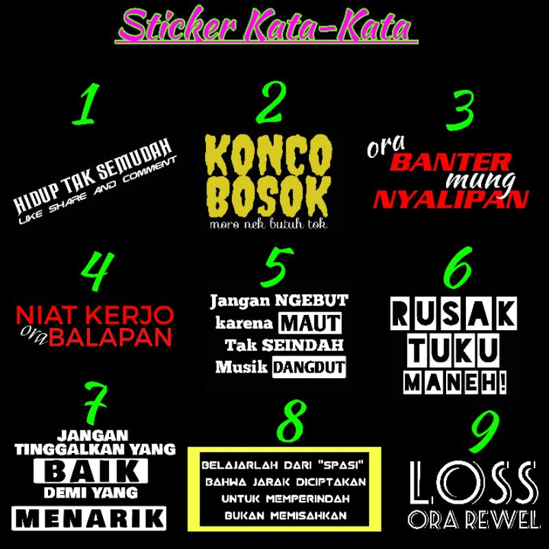STIKER CUTTING MOTOR  KATA LUCU STICKER MOBIL KATA JAWA