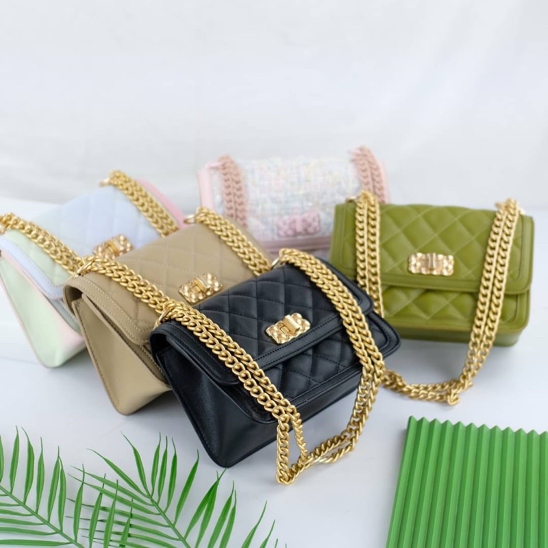 Tas Bahu Wanita CK Shoulder Bag Premium Import Leather Kulit Black Hitam Coklat Khaki Hijau Green Gr