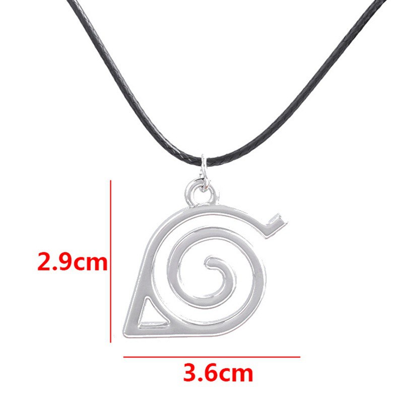 Japanese Anime Naruto Konoha Sign Pendant Necklace Jewelry Cosplay Black Chain