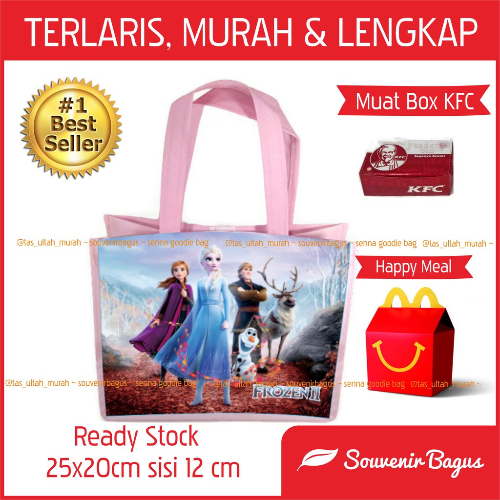 Tas Ultah Frozen 2 Pink Muda Ready Stock Terlaris Ulang Tahun Goodie Bag Frozen 2 Termurah