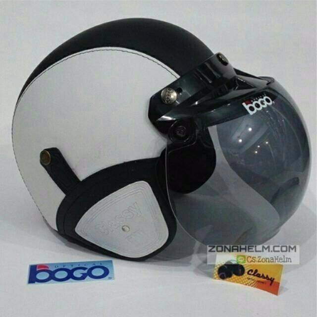 Helm bogo kulit SNI dewasa putih hitam kaca bogo ASLI bisa pilih warna