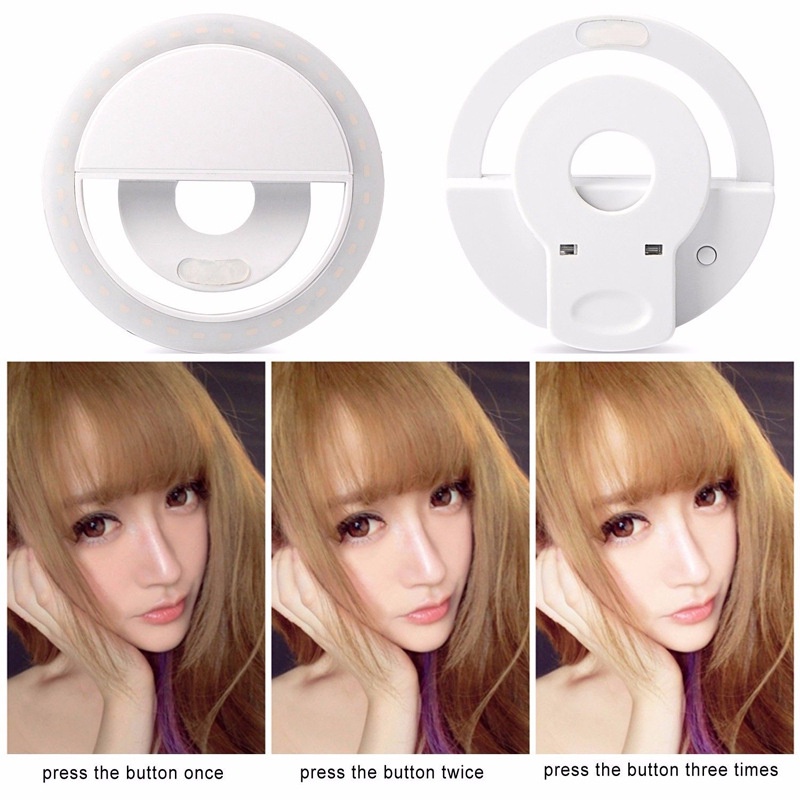 Ringlight mini lampu led selfi handphone bulat jepit hp laptop mudah di gunakan bisa cas sebagai penerang pencahaya foto video selfie ring light NBRS