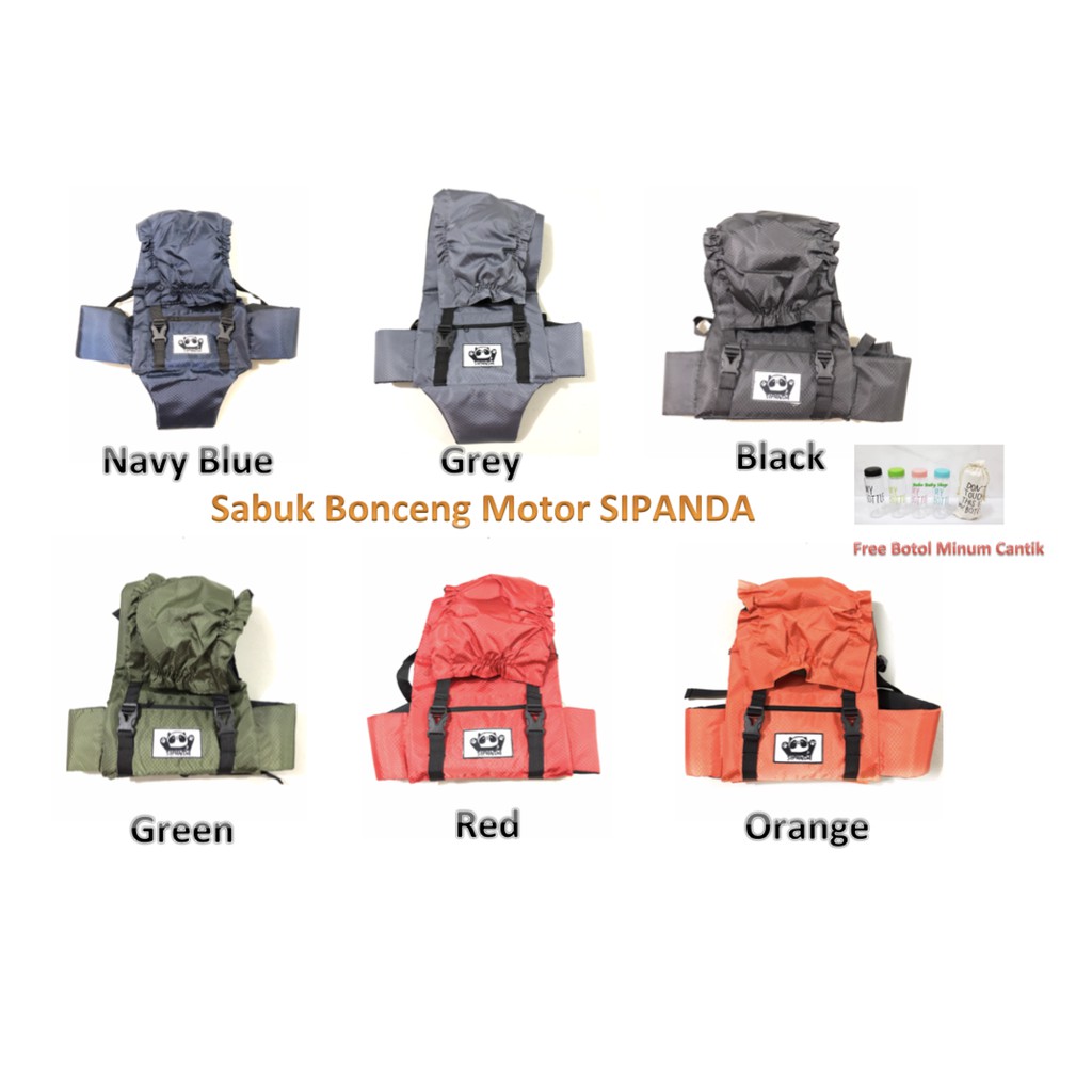 Sabuk Bonceng Motor SIPANDA / Gendongan Anak + Penutup Kepala ( Free botol minum cantik )
