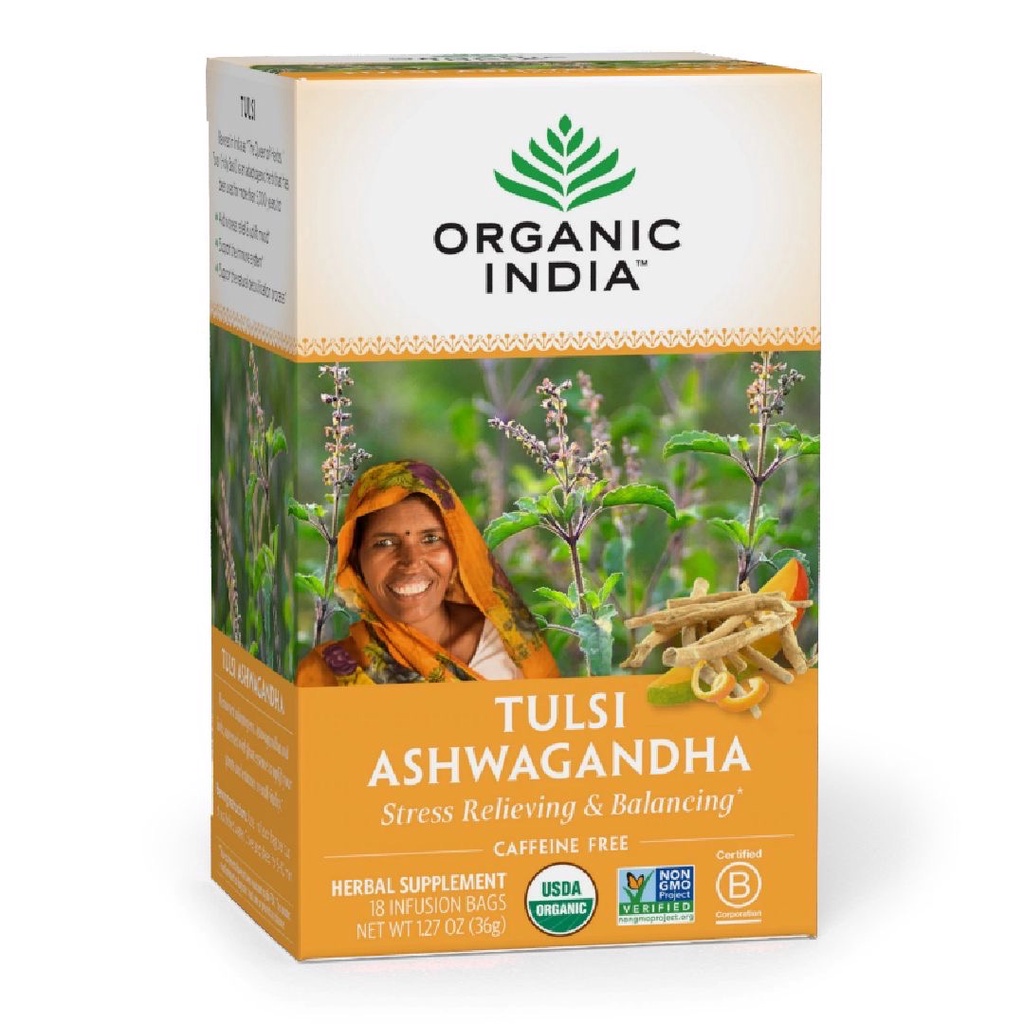 Organic India Tulsi Ashwagandha Stress Relief &amp; Balance Tea 18s x 2g