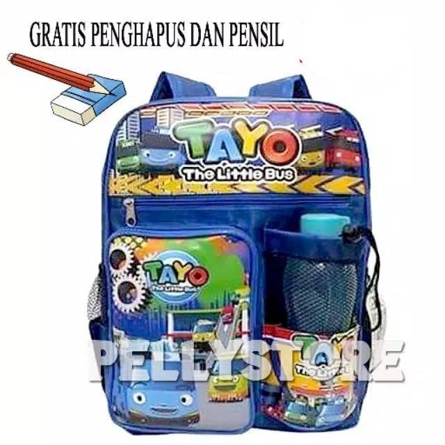 TAS TAYO TAS ANAK RANGSEL SD DAN TK KARAKTER TAYO TAS TAYO GRATIS BOTOL DAN P3NFHAPUS DAN PENSIL