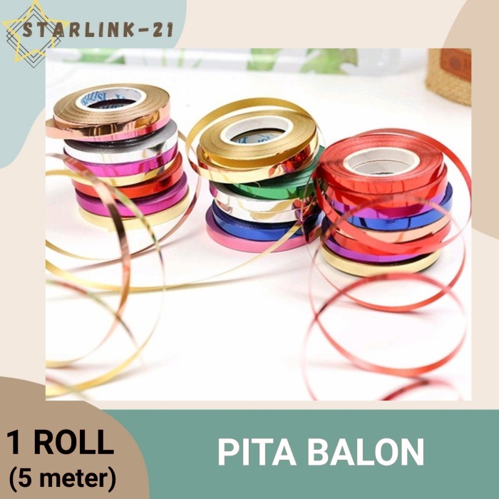 

PITA BALON Foil Warna Warni l Tali Balon l Pita Dekor 1 Roll 5 Meter