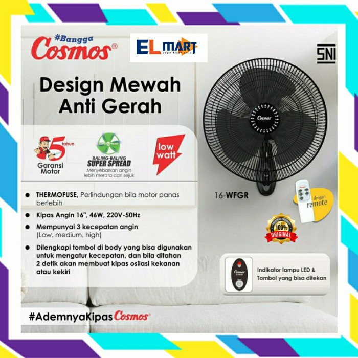 Cosmos Kipas Angin Dinding Remote 16inch 16 WFGR Wall Fan 16WFGR