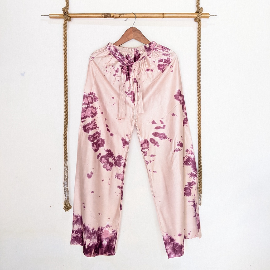 Celana Tidur Kulot Super Jumbo Bahan Rayon Big Size Wanita Premium Murah OOTD Celana Panjang Daily Cullote Tie Dye Shibori Kulot Panjang Wanita Pria XXL-Mocha Red