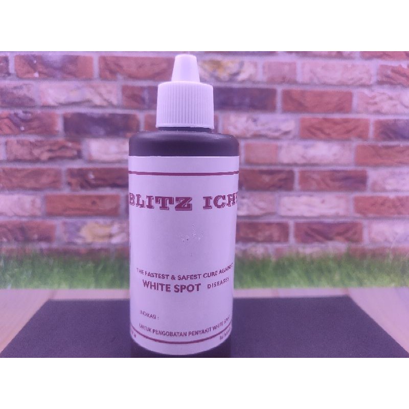 Blitz Icht 100 ml label putih Obat Biru cod untuk white spot jamur ikan cupang dan hias lainnya