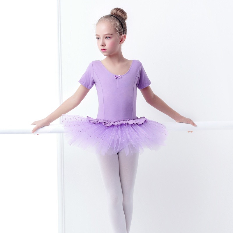 DOTTY BALLET DRESS - BAJU BALET TERUSAN ANAK TUTU POLKADOT PINK LILAC KIDS TULLE PETTISKIRT CUTE COTTON