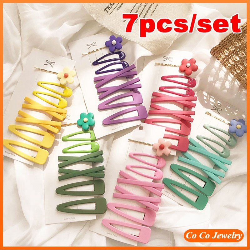 7pcs/set Bunga Rambut Klip Sisi Kartu Masalah Perhiasan Klip Warna Flower Hair Clip Jewelry