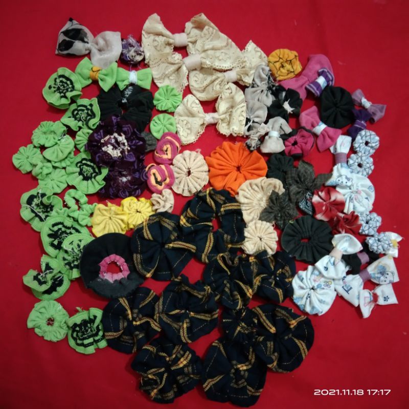 Aplikasi bunga kain dan pita untuk /Bros/ konektor masker /japit / bando