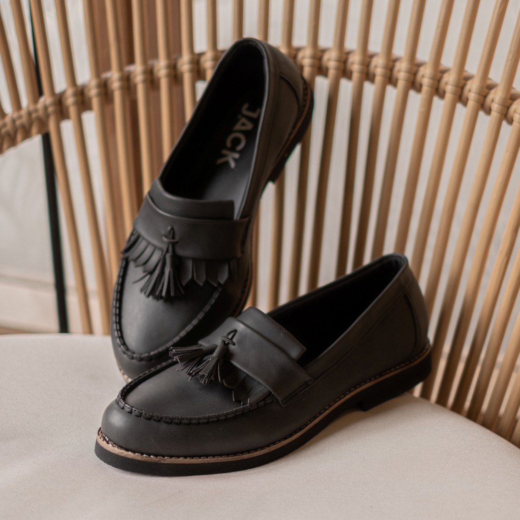 Aaron Black | Sepatu Loafer Klasik Formal Pria/Cowok/Men Loafers Original Footwear Ori | FORIND JACK