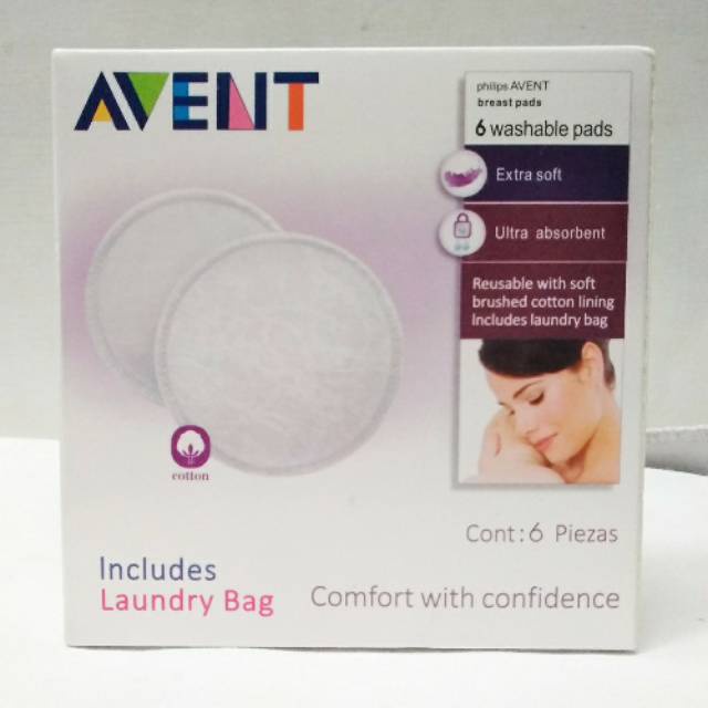 AVENT breastpad bahan katun washable/breaspad cuci 6pcs