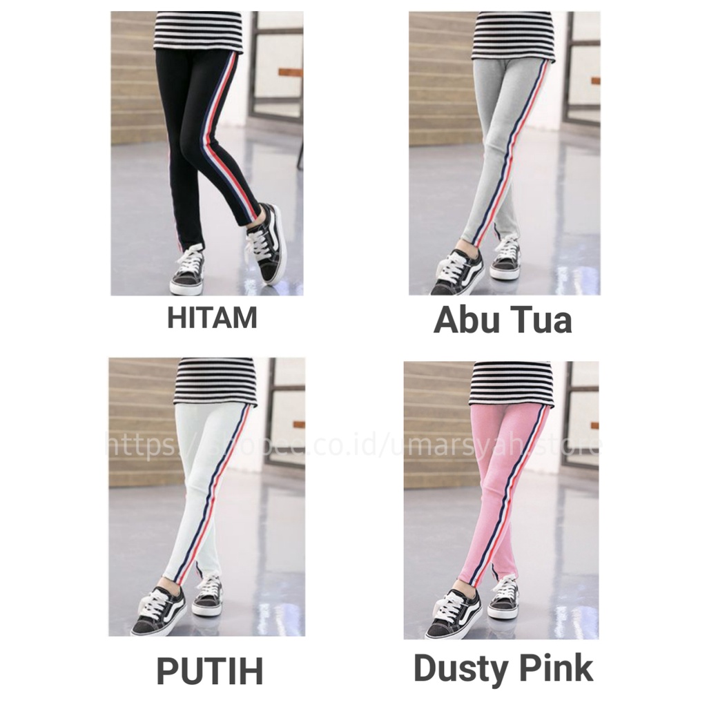 Celana Legging List Stipe Anak Perempuan Bahan Jersey 8 -12 Tahun List Random - Leging anak Stripe - Legging Anak -Leging Anak - Lejing Anak - Celana Legging Anak Perempuan